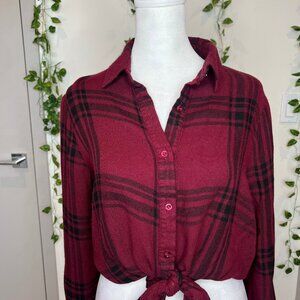 Mine Burgundy Flannel Shirt Size Medium